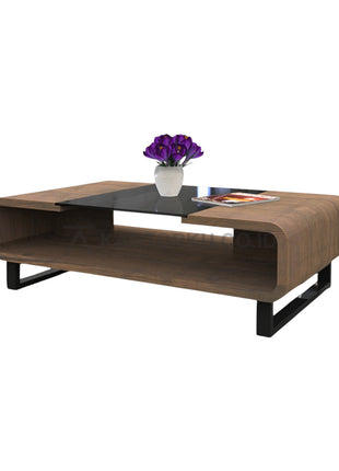 Expo MCT1009 coffee table dark walnut dengan kaca hitam – kantorku.co.id