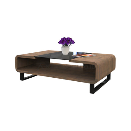 Expo MCT1009 coffee table dark walnut dengan kaca hitam – kantorku.co.id