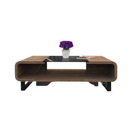 Expo MCT1009 coffee table dark walnut dengan kaca hitam – kantorku