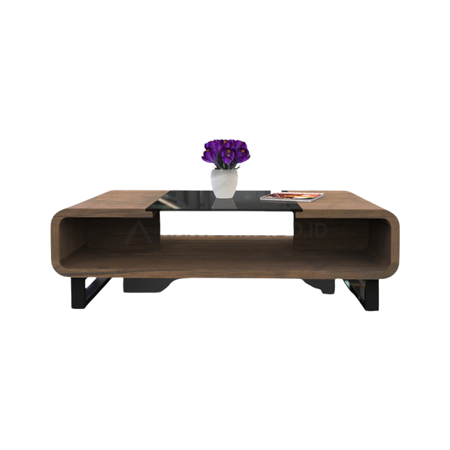 Expo MCT1009 coffee table dark walnut dengan kaca hitam – kantorku