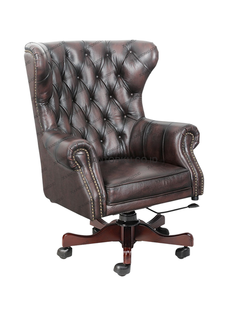 Kursi kerja mewah Colonna dengan pola tufted dan kaki kayu beroda dari kantorkudotcodotid