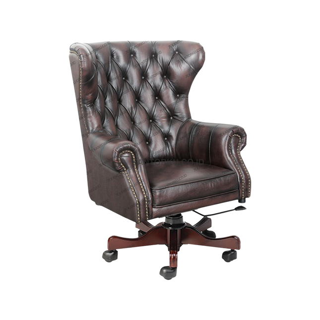 Kursi kerja mewah Colonna dengan pola tufted dan kaki kayu beroda dari kantorkudotcodotid