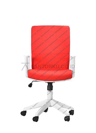 Red office chair with a white base on a white background - Kursi Kantor ergonomis cocok digunakan sebagai kursi rapat, kursi pimpinan, kursi direktur, kursi manajer, kursi eselon, maupun kursi eksekutif. Dengan desain elegan dan harga yang sangat ramah di kantong - SAVELLO COMBI PRO - KANTORKU