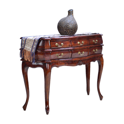 Meja kayu mahogani dengan desain consoll laci lengkung, meja sudut mewah untuk ruang tamu – kantorku.co.id