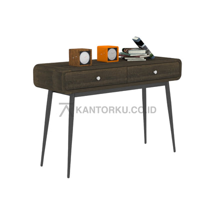 Meja konsol modern Expo dua laci dengan tarikan krom elegan – Kantorku