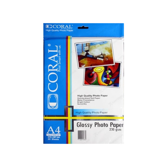Kertas Foto CORAL Photo Paper Glossy A4 230gsm