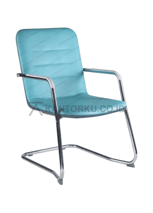 Kursi kantor tamu Chitose Costa N dengan rangka kaki sled L dan dudukan kulit sintetis kantorku.co.id