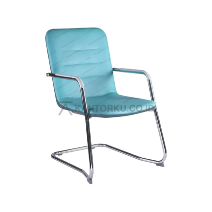 Kursi kantor tamu Chitose Costa N dengan rangka kaki sled L dan dudukan kulit sintetis kantorku.co.id