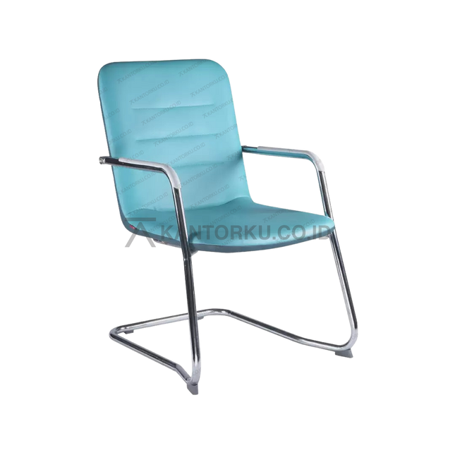 Kursi kantor tamu Chitose Costa N dengan rangka kaki sled L dan dudukan kulit sintetis kantorku.co.id