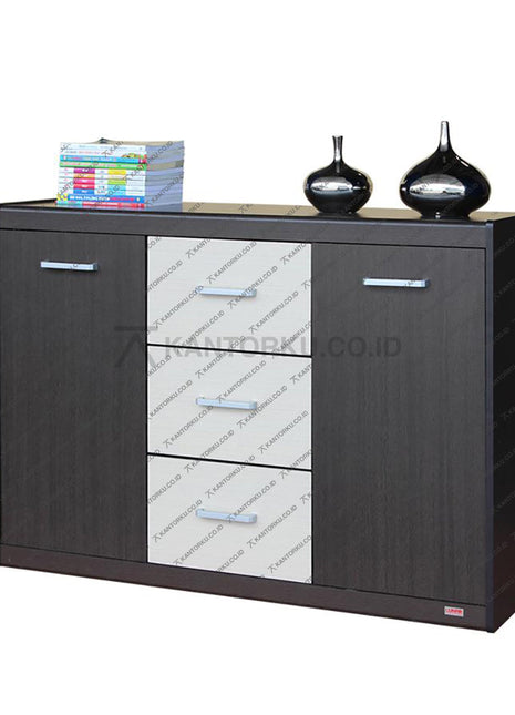 Lunar CR120 Credenza Rak Serbaguna 3 Laci berbahan partikel board elegan – KANTORKU