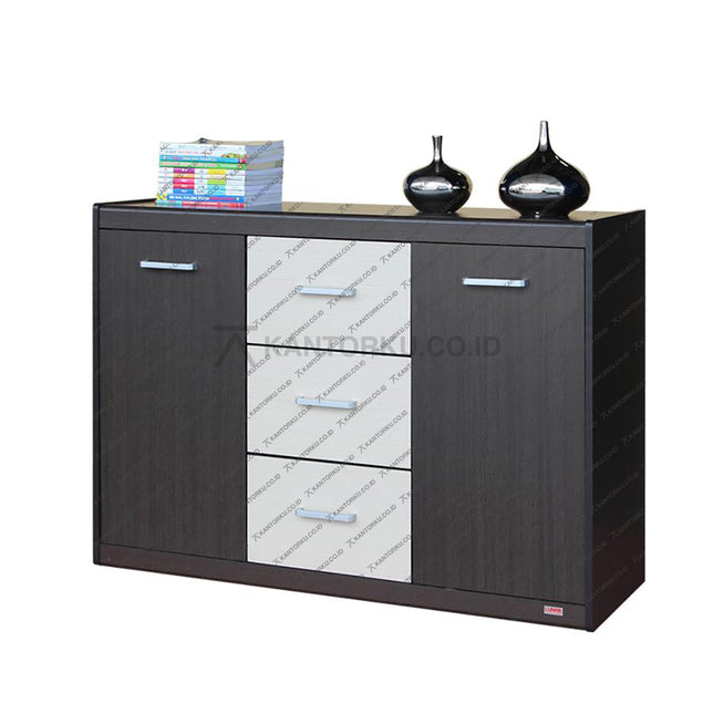 Lunar CR120 Credenza Rak Serbaguna 3 Laci berbahan partikel board elegan – KANTORKU