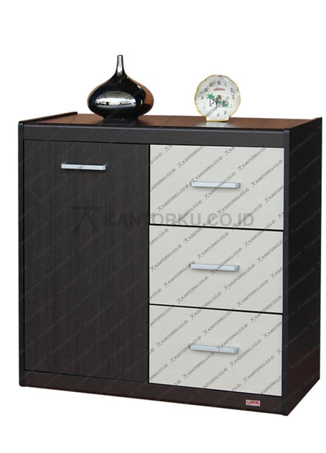 Lunar CR80 Credenza Rak Serbaguna 3 Laci berbahan partikel board elegan – KANTORKU