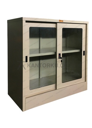 Filing cabinet Lion Metal L31K pintu kaca geser kokoh tersedia di Kantorku