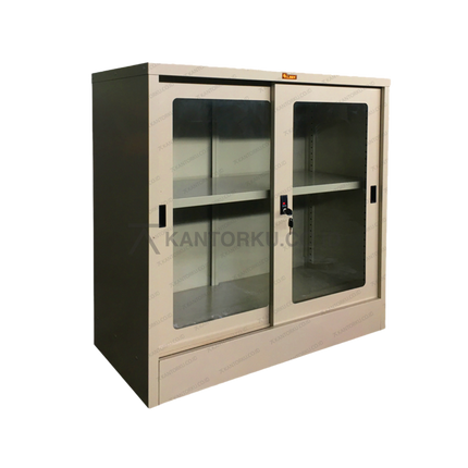 Filing cabinet Lion Metal L31K pintu kaca geser kokoh tersedia di Kantorku