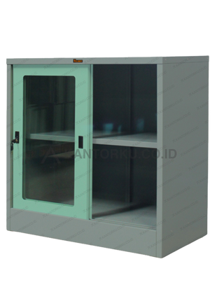 Lion Metal L31K kabinet arsip kaca sliding modern hadir di kantorku.co.id