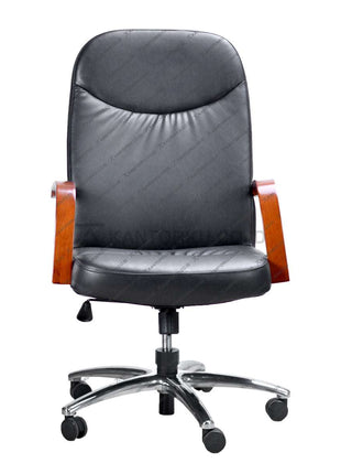 Kursi Direktur Savello Diamond HA elegan dengan rangka aluminium dan sandaran kayu mahoni Kantorku