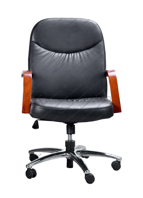 Kursi Direktur Savello Diamond LA elegan dengan rangka aluminium dan sandaran kayu mahoni Kantorku