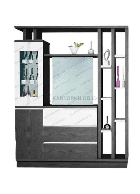DV 002 rak dan kabinet penyimpanan premium dengan pintu kaca – Tersedia di Kantorku