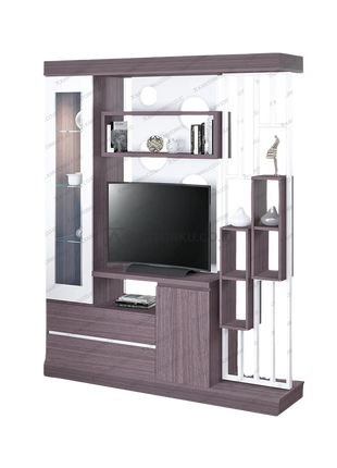 Rak TV DV 005 modern dengan kombinasi warna Grey Ashtree dan Putih Gloss – Tersedia di Kantorku.co.id