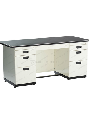 Meja kantor besi modern ALBA DP 402 warna hitam doff