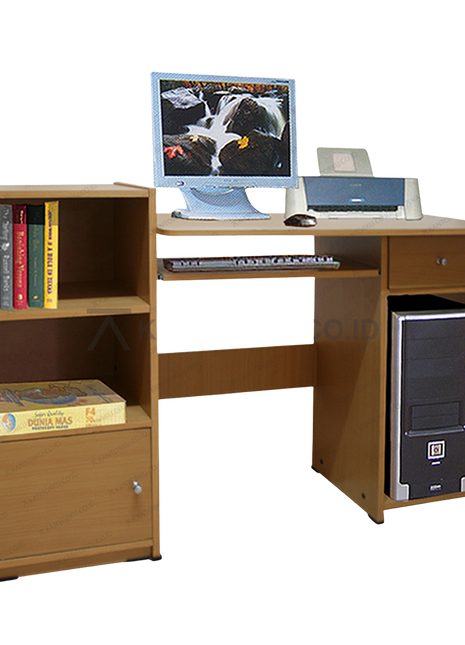 Meja komputer Dongsun minimalis dengan laci dan papan keyboard geser untuk ruang kerja modern – kantorku.
