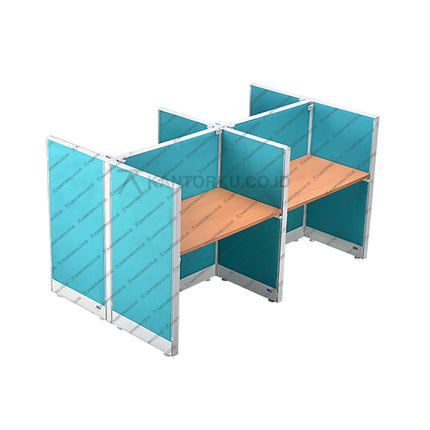 Uno meja kantor partisi elegan dengan finishing fabric dan cable hole hadir di kantorku.co.id