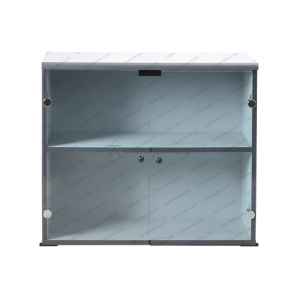 Lemari arsip kaca Kantorku BCR80 warna grey dengan desain modern elegan – Tersedia di Kantorku.co.id