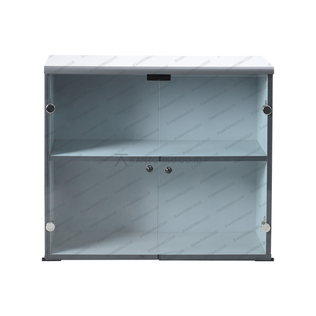 Lemari arsip kaca Kantorku BCR80 warna grey dengan desain modern elegan – Tersedia di Kantorku.co.id