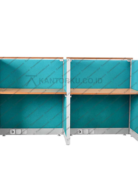 Meja kerja partisi Uno modern berbahan particle board dengan rangka aluminium tersedia di Kantorku