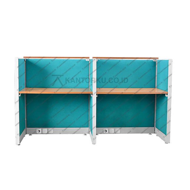 Meja kerja partisi Uno modern berbahan particle board dengan rangka aluminium tersedia di Kantorku