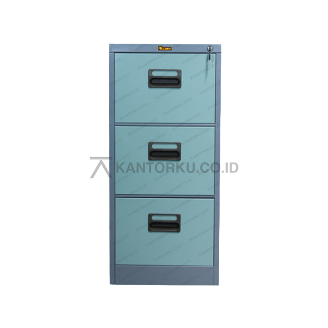 Lemari arsip Lion Metal L43 tiga laci geser tersedia di Kantorku