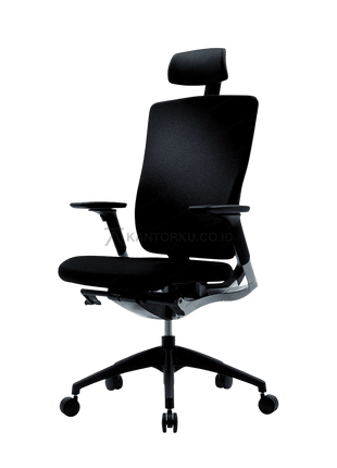 Kursi kerja ergonomis dengan lumbar support dan pengunci kemiringan 4 level – Tersedia di Kantorku.com