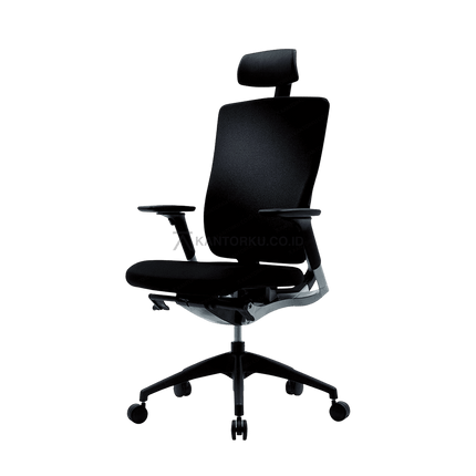 Kursi kerja ergonomis dengan lumbar support dan pengunci kemiringan 4 level – Tersedia di Kantorku.com