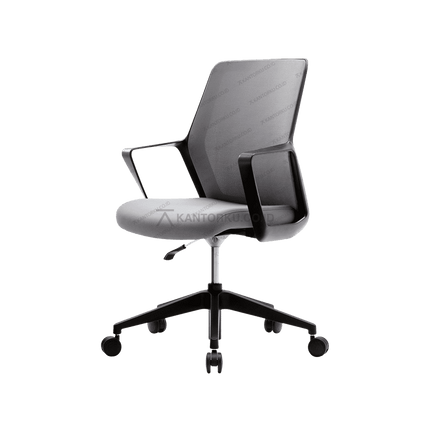 Kursi meeting FIRM FLO Chair Black mid back dengan pelapis fabric. Tersedia di Kantorku.