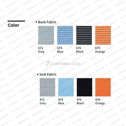 FLO Chair FIRM mid back dengan dudukan fabric nyaman. Tersedia di Kantorku.