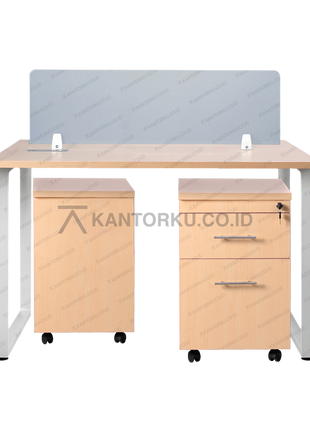 Meja kantor tim dua orang dengan drawer beroda — kantorku.co.id