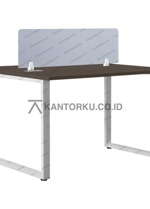 Set meja kerja Fluix WS 2P F finishing natural dengan rangka kaki metal kokoh, dilengkapi drawer beroda – KANTORKU.CO.ID
