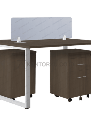 Meja kerja Fluix WS 2 PF rangka kaki besi kokoh — kantorkudotcodotid