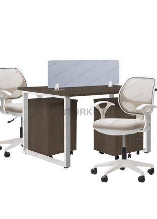 Meja kerja Fluix WS 2 PF dua orang dengan partisi tengah — kantorku.co.id