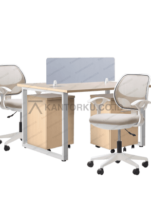 Set meja kantor modern dengan drawer beroda praktis — kantorku