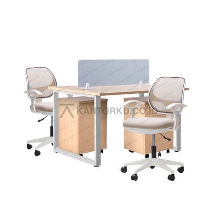 Set meja kantor modern dengan drawer beroda praktis — kantorku
