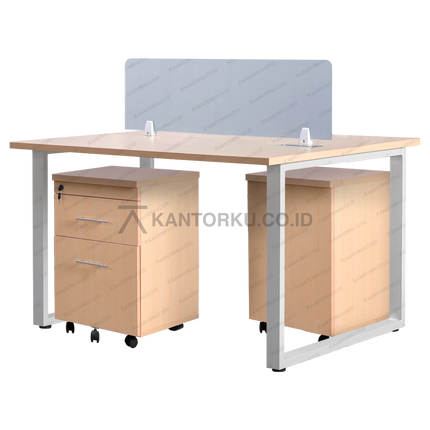 Meja kerja modern dengan finishing permukaan natural — kantorku