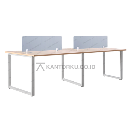 Set meja kantor FLUIX WS 4P F dua sisi rangka kaki besi kokoh finishing elegan – KANTORKU.CO.ID