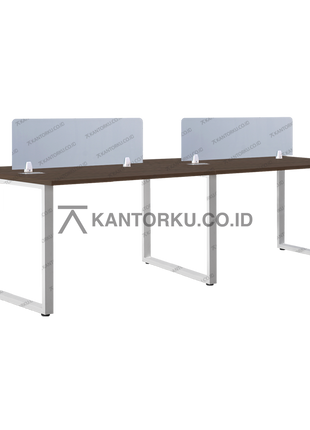 Meja kerja FLUIX WS 4P F minimalis modern untuk 4 orang dengan partisi pemisah tengah – KANTORKU