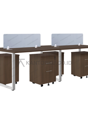 Meja kerja Fluix WS 4 PF minimalis modern empat orang — kantorku.co.id