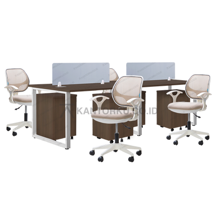 Meja kantor Fluix WS 4 PF dengan kursi Javico ergonomis — kantorku