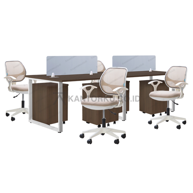 Meja kantor Fluix WS 4 PF dengan kursi Javico ergonomis — kantorku
