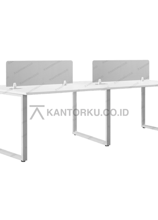 Desain meja kerja FLUIX WS 4P F kolaboratif dengan top table kayu modern – KANTORKUDOTCODOTID