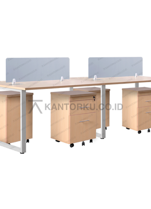 Meja kerja Fluix WS 4 PF rangka kaki besi persegi kokoh — kantorkudotcodotid