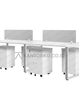 Meja Fluix WS 4 PF partisi sederhana ruang kerja kolaboratif — kantorkudotcodotid